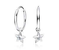 Shinning Star CZ Silver Hoop Earring HO-1662